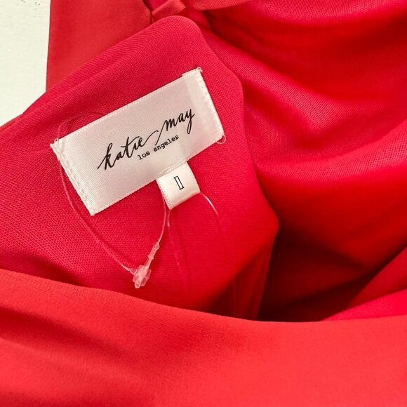 KATIE MAY Winnipeg One Shoulder Ruched Knit Gown in Coral Size Large - Picture 5 of 12